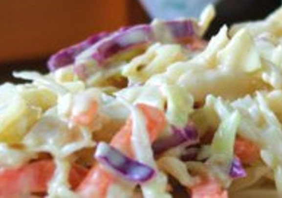 Coleslaw is a delicious classic served at the Louisiana Cajun Mansion