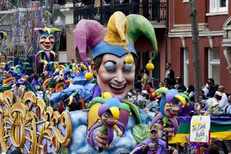 Typical Mardi Gras parade in Louisiana